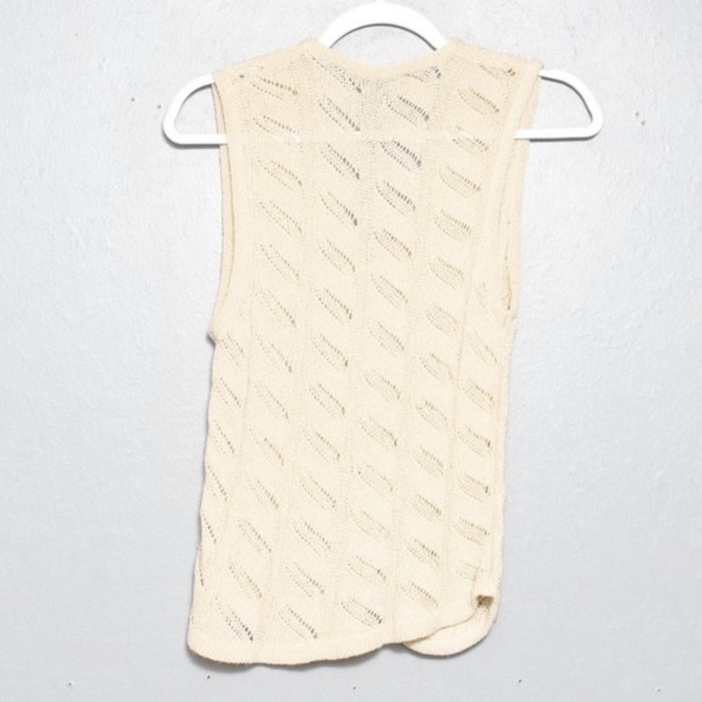 Armani Vintage Cream Open-Knit Button Front Sweater Vest - Picture 6 of 13